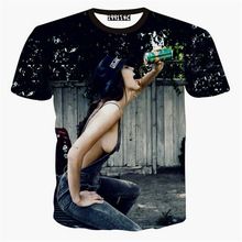 Mais novo verão Sexy 3D impresso t-shirt dos homens de manga curta t-shirt dos homens t-shirt VC2826