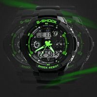 Free ship mens military watch sports watches 2 time zone dig